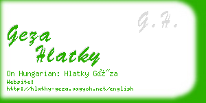 geza hlatky business card